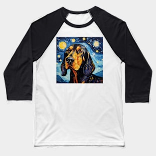 Black and Tan Coonhound Painted in Starry Night style Baseball T-Shirt